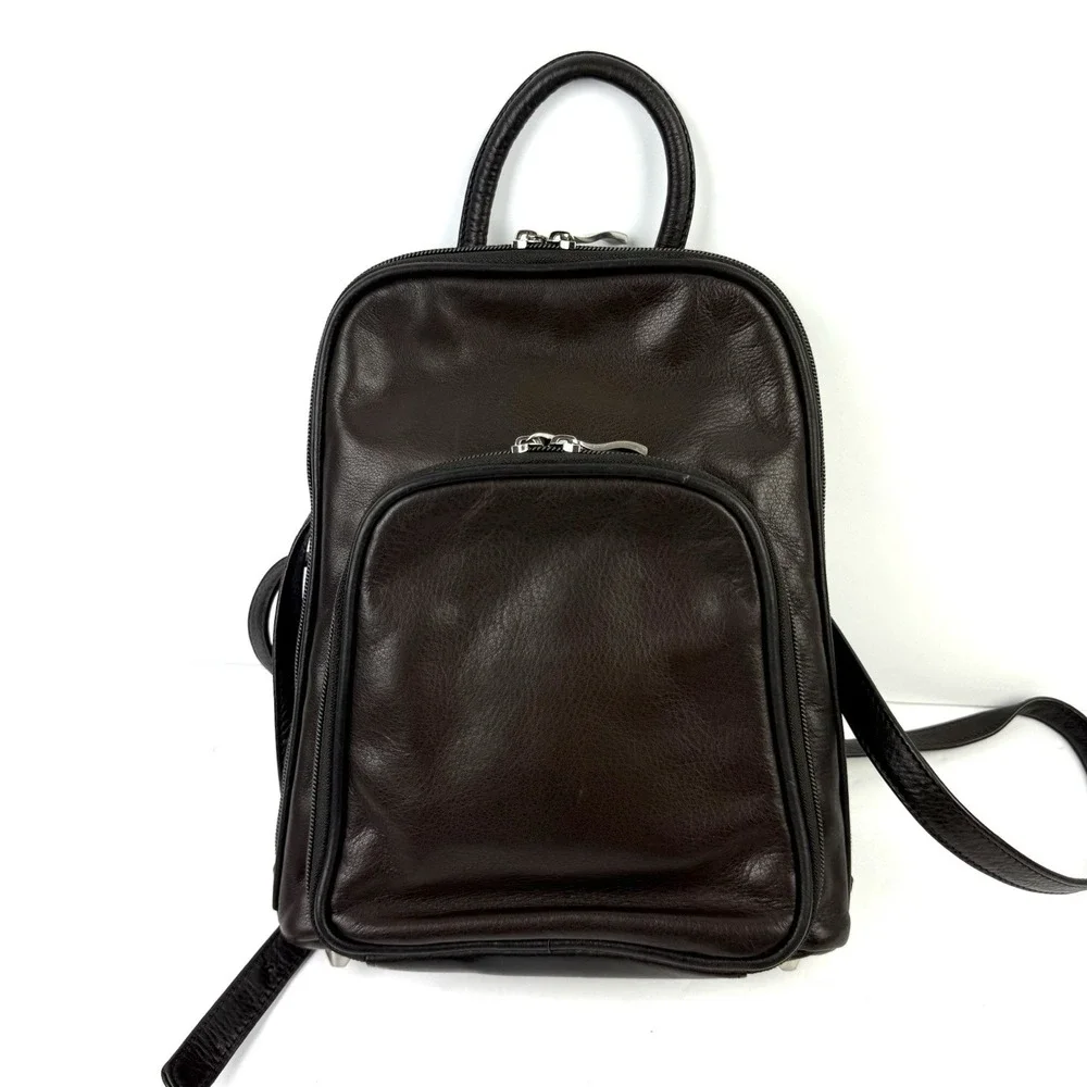 Osgoode Marley Backpack Dark Brown Soft Leather Organizer Rucksack Travel School